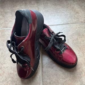 Women’s Burgundy Patent Platform Sneakers by Reiker